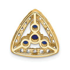 14k 1/2 carat Lab Grown Diamond VS/SI+ G+ and Lab Created Blue Sapphire Triangle Complete Chain Slide Pendant