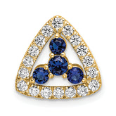 14k 1/2 carat Lab Grown Diamond VS/SI+ G+ and Lab Created Blue Sapphire Triangle Complete Chain Slide Pendant