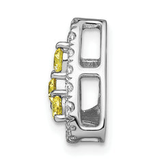 14k White Gold 1/2 carat Lab Grown Diamond VS/SI+ G+ and Lab Created Yellow Sapphire Triangle Complete Chain Slide Pendant