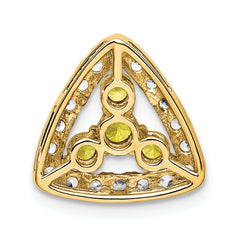 14k 1/2 carat Lab Grown Diamond VS/SI+ G+ and Lab Created Yellow Sapphire Triangle Complete Chain Slide Pendant