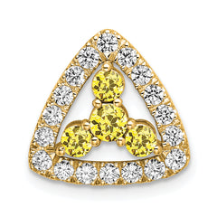 14k 1/2 carat Lab Grown Diamond VS/SI+ G+ and Lab Created Yellow Sapphire Triangle Complete Chain Slide Pendant