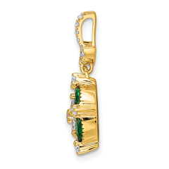 14k White Gold 1/3 carat Lab Grown Diamond VS/SI+ G+ and Lab Created Emerald Floral Pendant