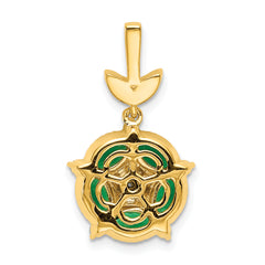 14k White Gold 1/3 carat Lab Grown Diamond VS/SI+ G+ and Lab Created Emerald Floral Pendant