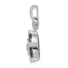 14k White Gold 1/3 carat Lab Grown Diamond VS/SI+ G+ and Lab Created Blue Sapphire Floral Pendant
