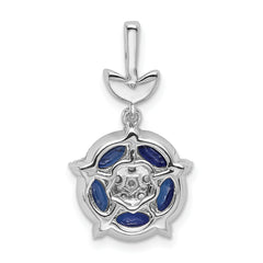 14k White Gold 1/3 carat Lab Grown Diamond VS/SI+ G+ and Lab Created Blue Sapphire Floral Pendant