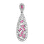 Pure Serenity 14k White Gold 7/8 carat Lab Grown Diamond VS/SI+ G+ and Lab Created Pink Sapphire Teardrop Dangle Pendant