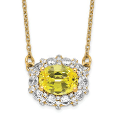 14k White Gold 1 carat Lab Grown Diamond VS/SI+ G+ and Created Yellow Sapphire Complete 18 inch Necklace