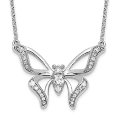 14k White Gold 1/4 carat Lab Grown Diamond VS/SI+ G+ 18 inch Butterfly Necklace
