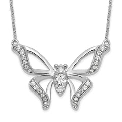 14k White Gold 3/8 carat Lab Grown Diamond VS/SI+ G+ 18 inch Butterfly Necklace
