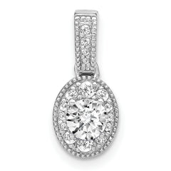 14k White Gold 1/2 carat Lab Grown Diamond VS/S FGH Oval Complete Vintage Pendant