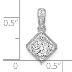 14k White Gold 1/2 carat Lab Grown Diamond VS/SI+ G+ Square Complete Vintage Pendant