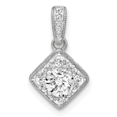 14k White Gold 1/2 carat Lab Grown Diamond VS/SI+ G+ Square Complete Vintage Pendant