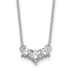 14k White Gold 3/4 carat Lab Grown Diamond VS/SI+ G+ Round Complete 18 inch Three Stone Necklace