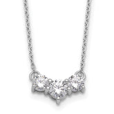 14k White Gold 1 carat Lab Grown Diamond VS/SI+ G+ Round Complete 18 inch Three Stone Necklace