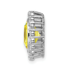 14k White Gold 1/2 carat Lab Grown Diamond VS/SI and Oval Lab Created Yellow Sapphire Halo Chain Slide Pendant