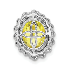 14k White Gold 1/2 carat Lab Grown Diamond VS/SI and Oval Lab Created Yellow Sapphire Halo Chain Slide Pendant