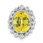 14k White Gold 1/2 carat Lab Grown Diamond VS/SI and Oval Lab Created Yellow Sapphire Halo Chain Slide Pendant