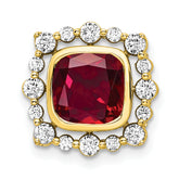 14k 1/2 carat Lab Grown Diamond VS/SI+ G+ and Lab Created Ruby Square Chain Slide Pendant