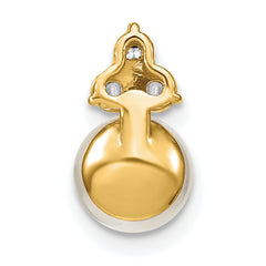 14K 1/5 carat Lab Grown Diamond VS/SI+ G+ and 7.00 mm Freshwater Cultured Pearl Chain Slide Pendant