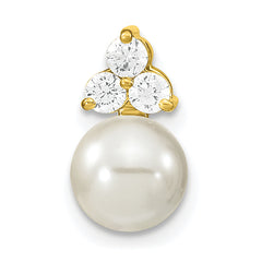 14K 1/5 carat Lab Grown Diamond VS/SI+ G+ and 7.00 mm Freshwater Cultured Pearl Chain Slide Pendant