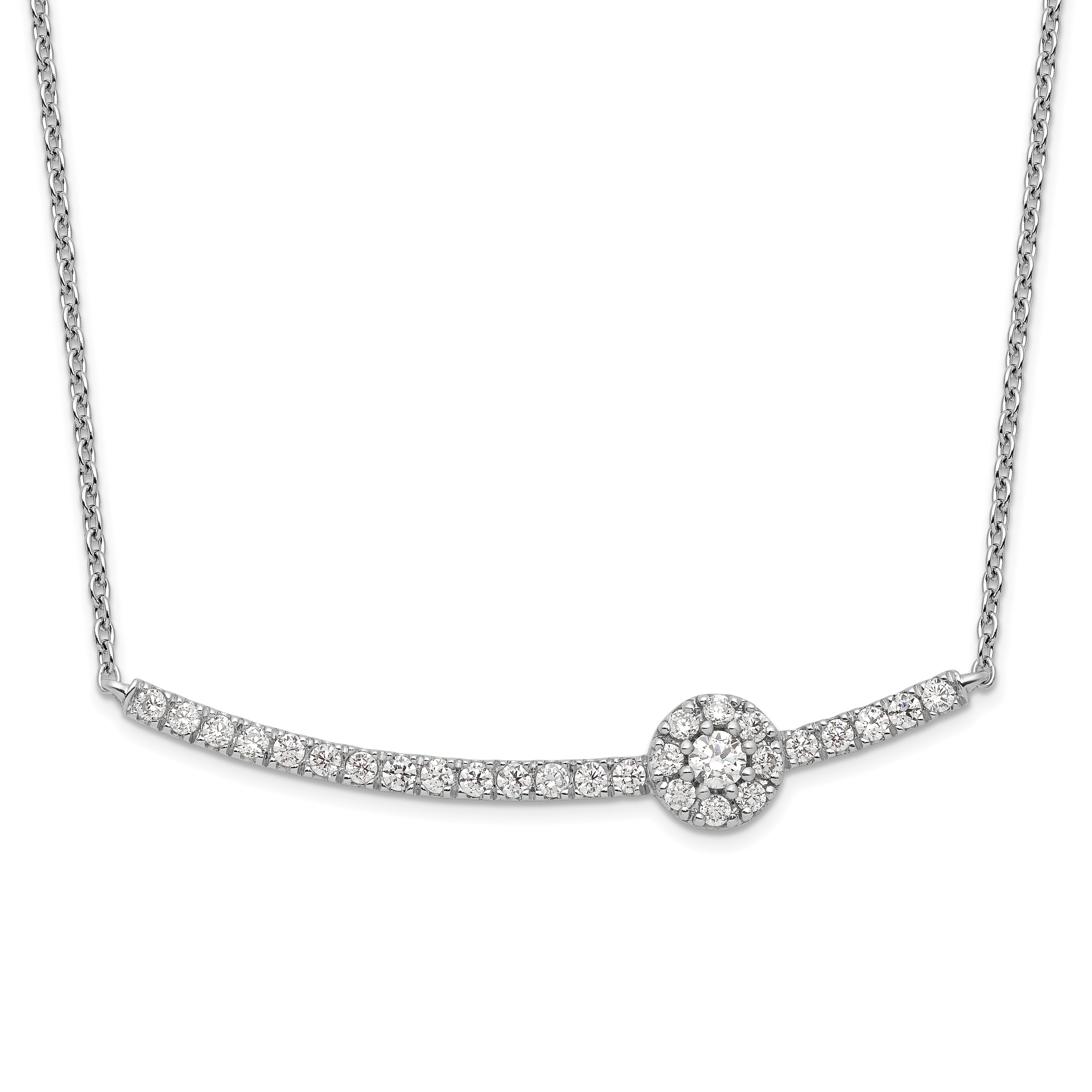 14k White Gold 1/2 carat Lab Grown Diamond VS/SI+ G+ 18 inch Fashion Bar Necklace