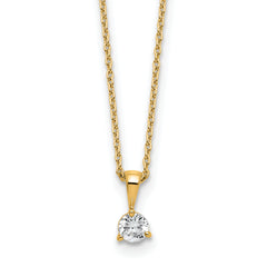 14k 1/4 carat Lab Grown Diamond VS/SI+ G+ Three Prong 18 inch Solitare Pendant Necklace