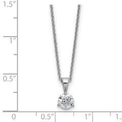 14k White Gold 1/2 carat Lab Grown Diamond VS/SI+ G+ Three Prong Complete 18 inch Solitare Pendant Necklace