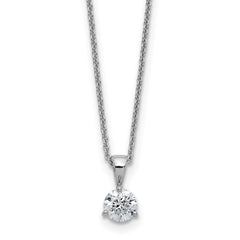 14k White Gold 1 carat Lab Grown Diamond VS/SI+ G+ Three Prong Complete 18 inch Solitare Pendant Necklace