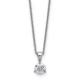 14k White Gold 7/8 carat Lab Grown Diamond VS/SI+ G+ Three Prong Complete 18 inch Solitare Pendant Necklace