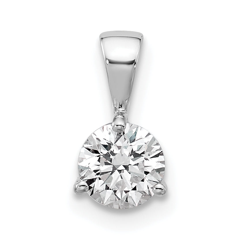 14k White Gold 1 carat Lab Grown Diamond VS/SI+ G+ Three Prong Solitare Pendant