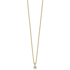 14k 1/2 carat Lab Grown Diamond VS/SI+ G+ Three Prong 18 inch Solitare Pendant Necklace