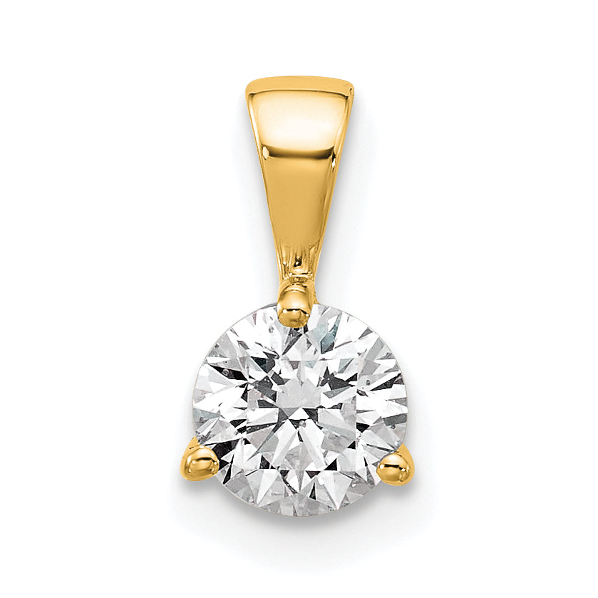 14k 1/2 carat Lab Grown Diamond VS/SI+ G+ Three Prong Solitare Pendant