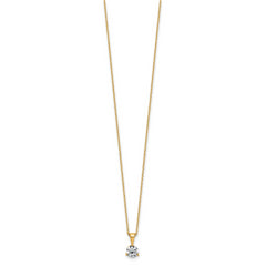 14k 1 carat Lab Grown Diamond VS/SI+ G+ Three Prong 18 inch Solitare Pendant Necklace