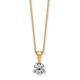 14k 1 carat Lab Grown Diamond VS/SI+ G+ Three Prong 18 inch Solitare Pendant Necklace