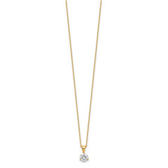 14k 7/8 carat Lab Grown Diamond VS/SI+ G+ Three Prong 18 inch Solitare Pendant Necklace