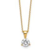 14k 7/8 carat Lab Grown Diamond VS/SI+ G+ Three Prong 18 inch Solitare Pendant Necklace