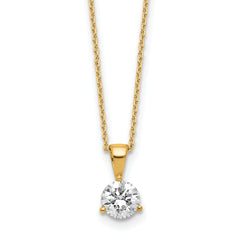 14k 7/8 carat Lab Grown Diamond VS/SI+ G+ Three Prong 18 inch Solitare Pendant Necklace