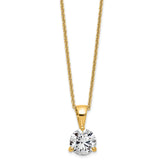 14k 1 carat Lab Grown Diamond VS/SI+ G+ Three Prong 18 inch Solitare Pendant Necklace