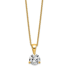 14k 1 carat Lab Grown Diamond VS/SI+ G+ Three Prong 18 inch Solitare Pendant Necklace