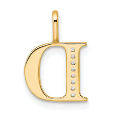 10K Diamond Letter D Initial Pendant