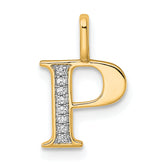 10K Diamond Letter P Initial Pendant