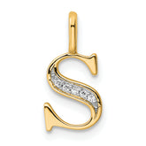 10K Diamond Letter S Initial Pendant
