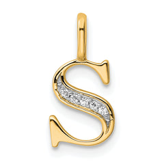10K Diamond Letter S Initial Pendant