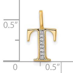 10K Diamond Letter T Initial Pendant