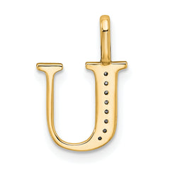 10K Diamond Letter U Initial Pendant