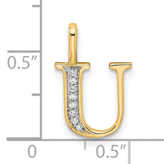 10K Diamond Letter U Initial Pendant