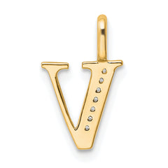 10K Diamond Letter V Initial Pendant