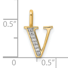 10K Diamond Letter V Initial Pendant