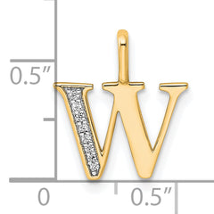 10K Diamond Letter W Initial Pendant