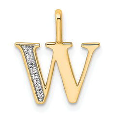 10K Diamond Letter W Initial Pendant